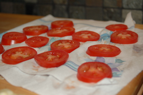Roma Tomatoes Draining and Waiting To Top The Pizza
