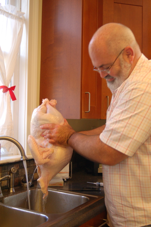 John and His 19 Lb Turkey Before Frying
