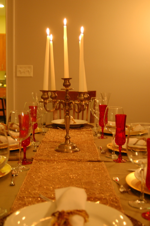 Table Set With Goodwill Candelabra - You Can Find Anything There!