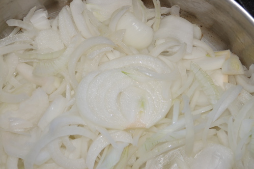 Fresh Cut Onions in the Pot